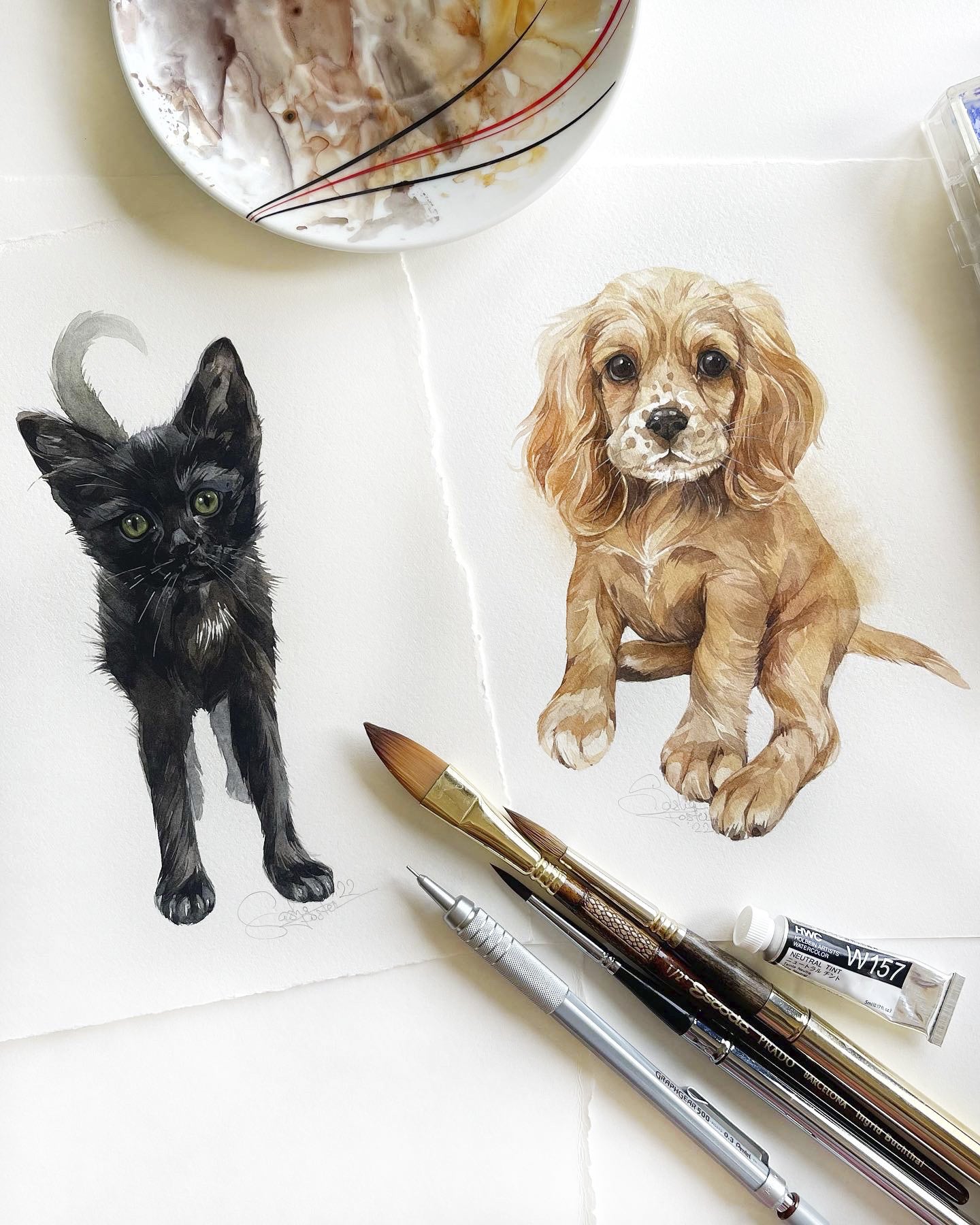 Little Panther. Original watercolor painting.