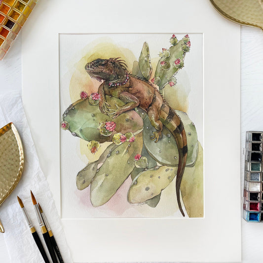 Anton the Iguana. Original watercolor painting.