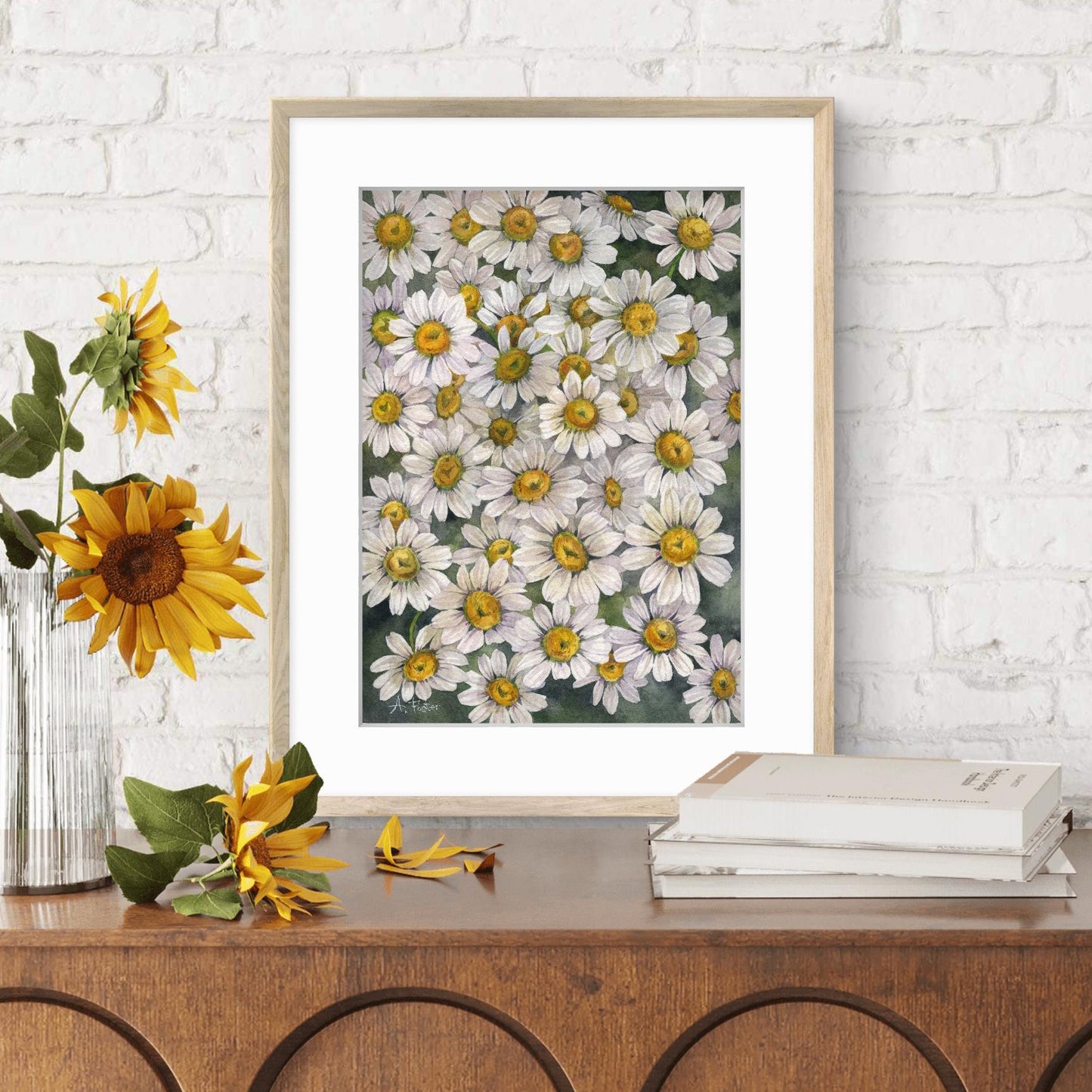 All the Daisies. Original watercolor painting.