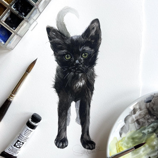 Little Panther. Original watercolor painting.