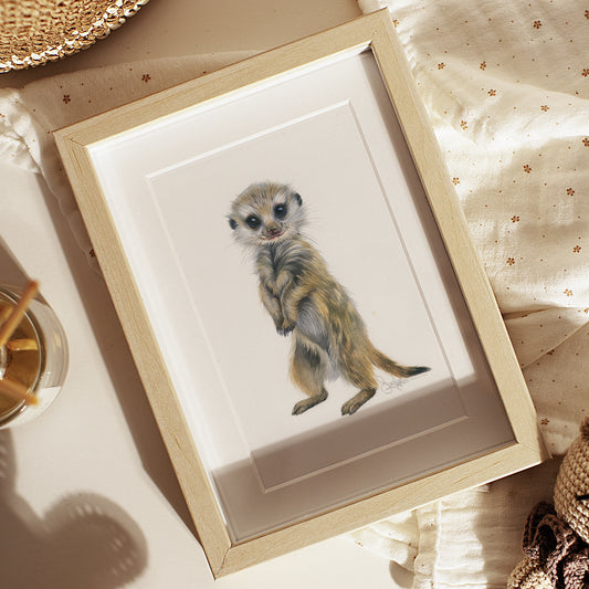Baby Meerkat. Original watercolor painting.