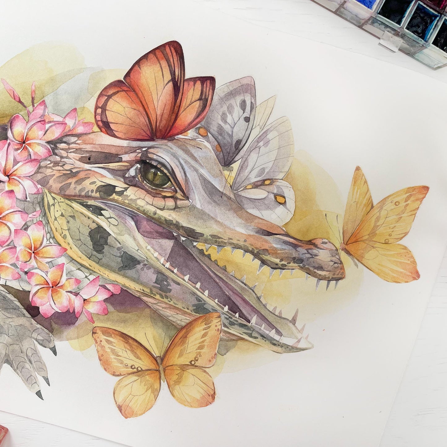 Butterfly Belle. Original watercolor painting.