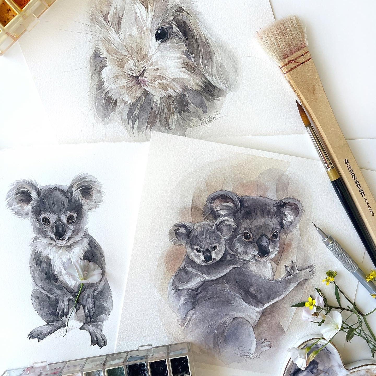 Baby Koala. Original watercolor painting.