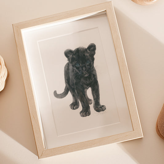 Baby Panther. Original watercolor painting.