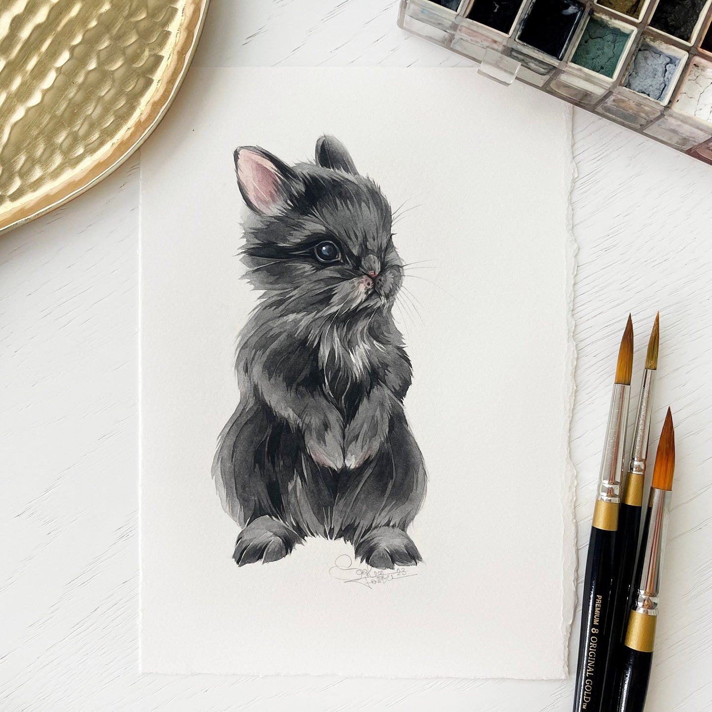 Baby Rabbit. Original watercolor painting.