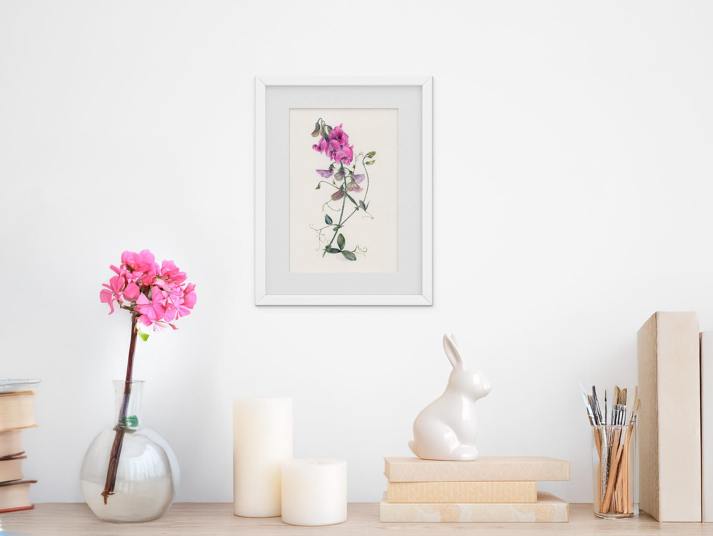 Sweet Pea Wildflowers. Original watercolor painting.
