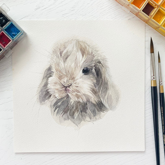 Tommy the Bunny. Original watercolor painting.