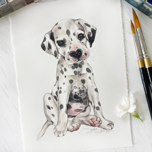 Baby Dalmatian. Original watercolor painting.