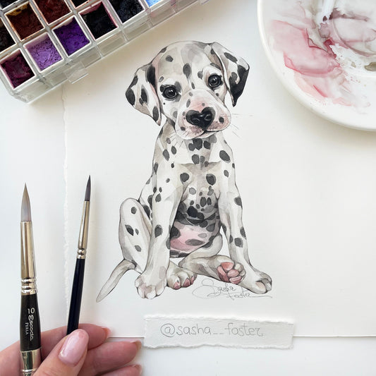 Baby Dalmatian. Original watercolor painting.