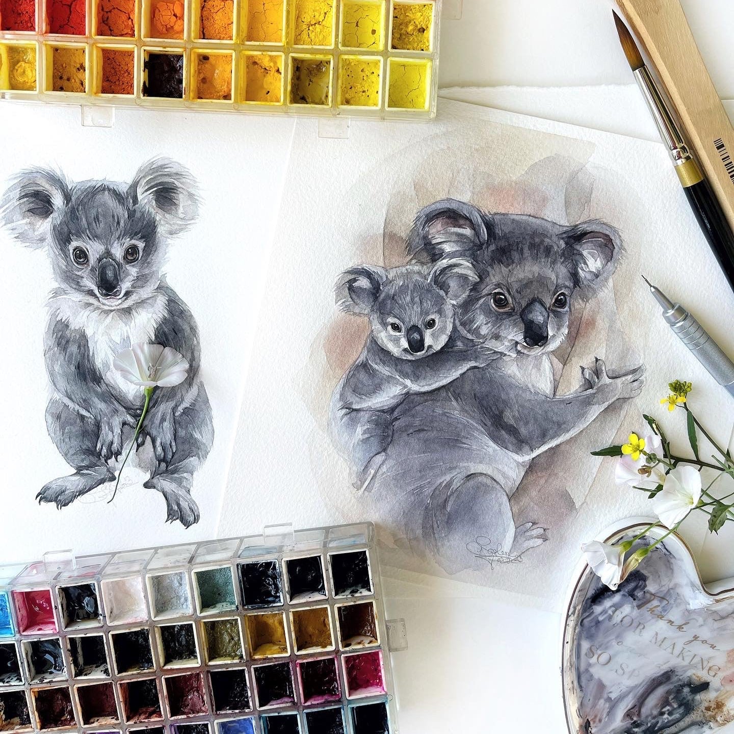 Baby Koala. Original watercolor painting.