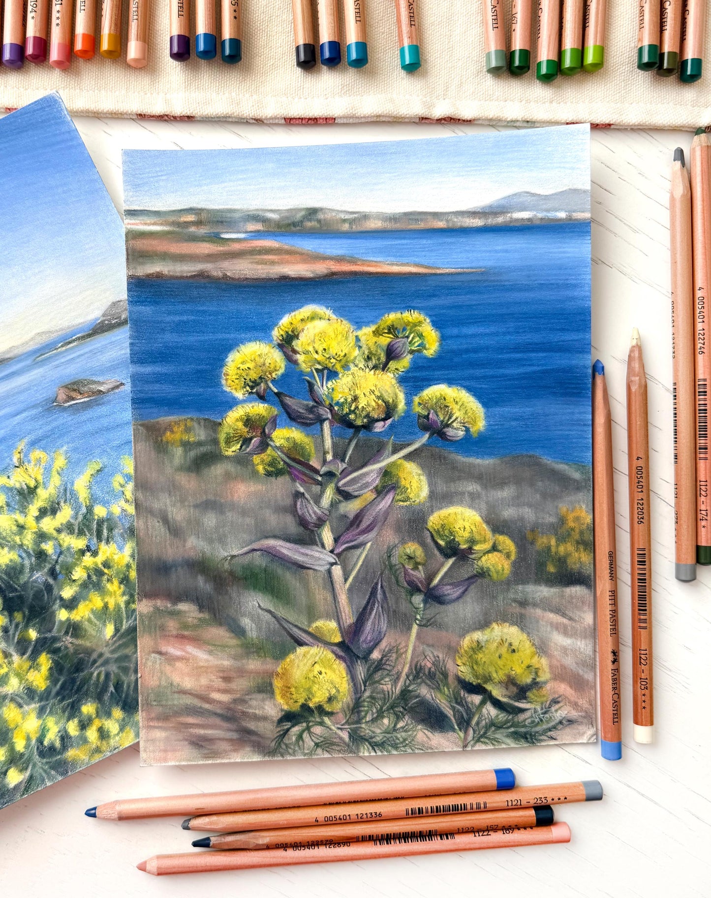 Seaside Blossoms. Original hand-painted artwork.