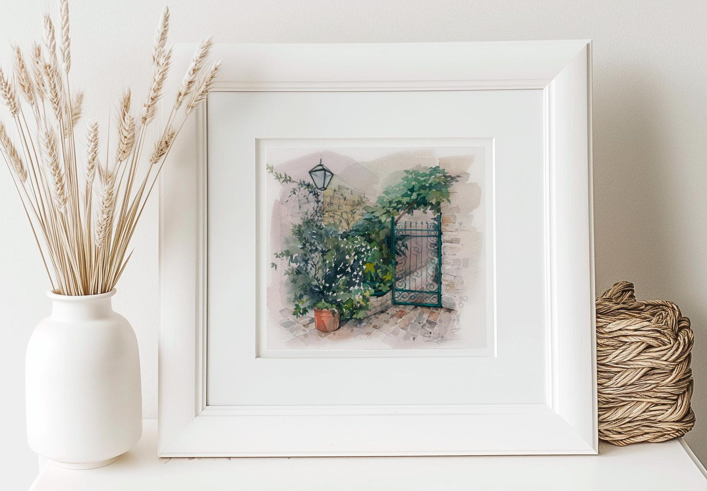 Secret Garden Gate. Original watercolor painting.