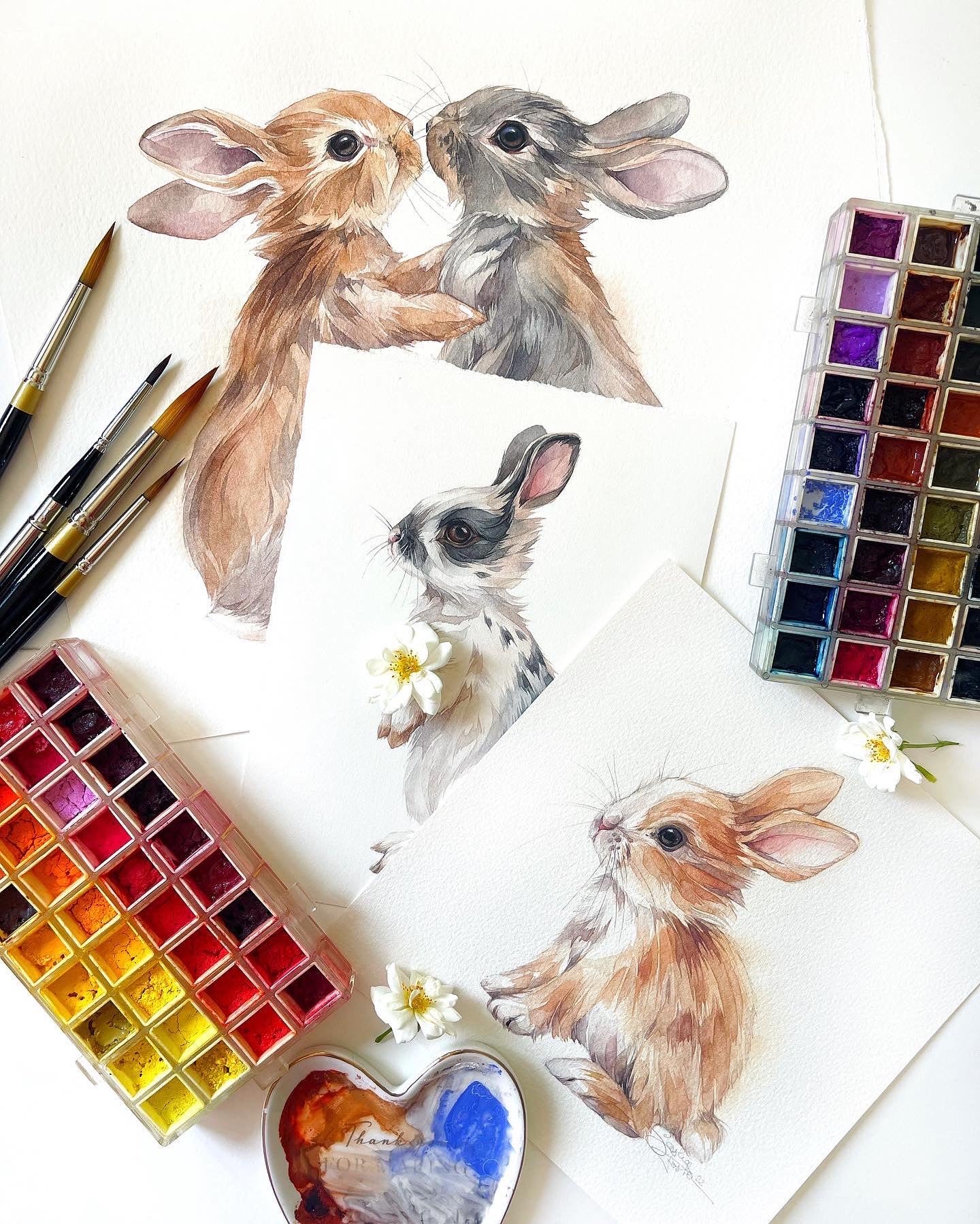 Baby Rabbit. Original watercolor painting.