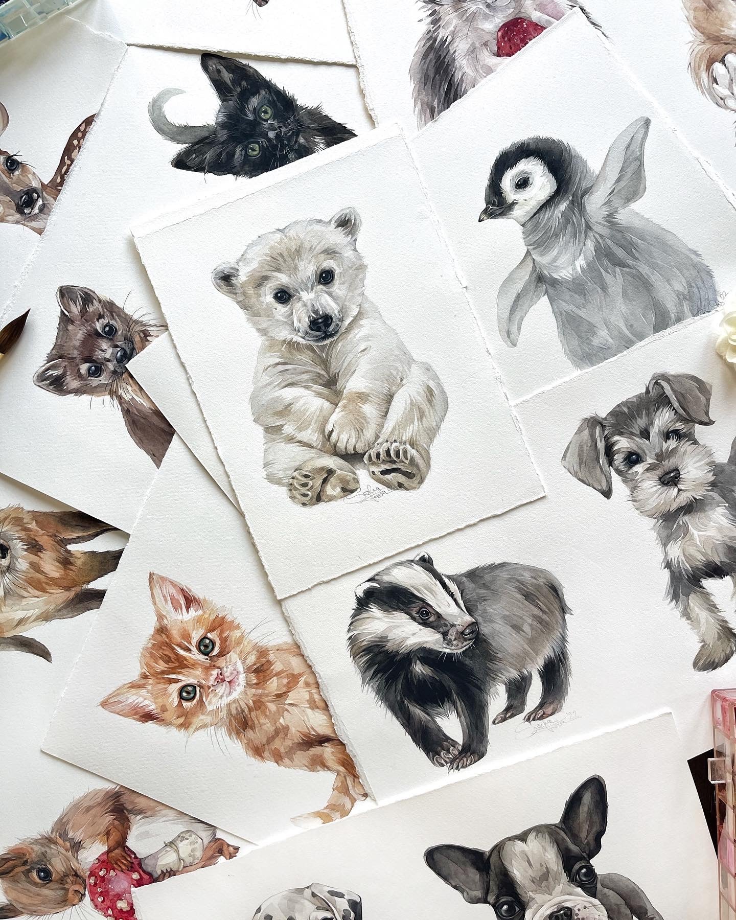 Baby Penguin. Original watercolor painting.