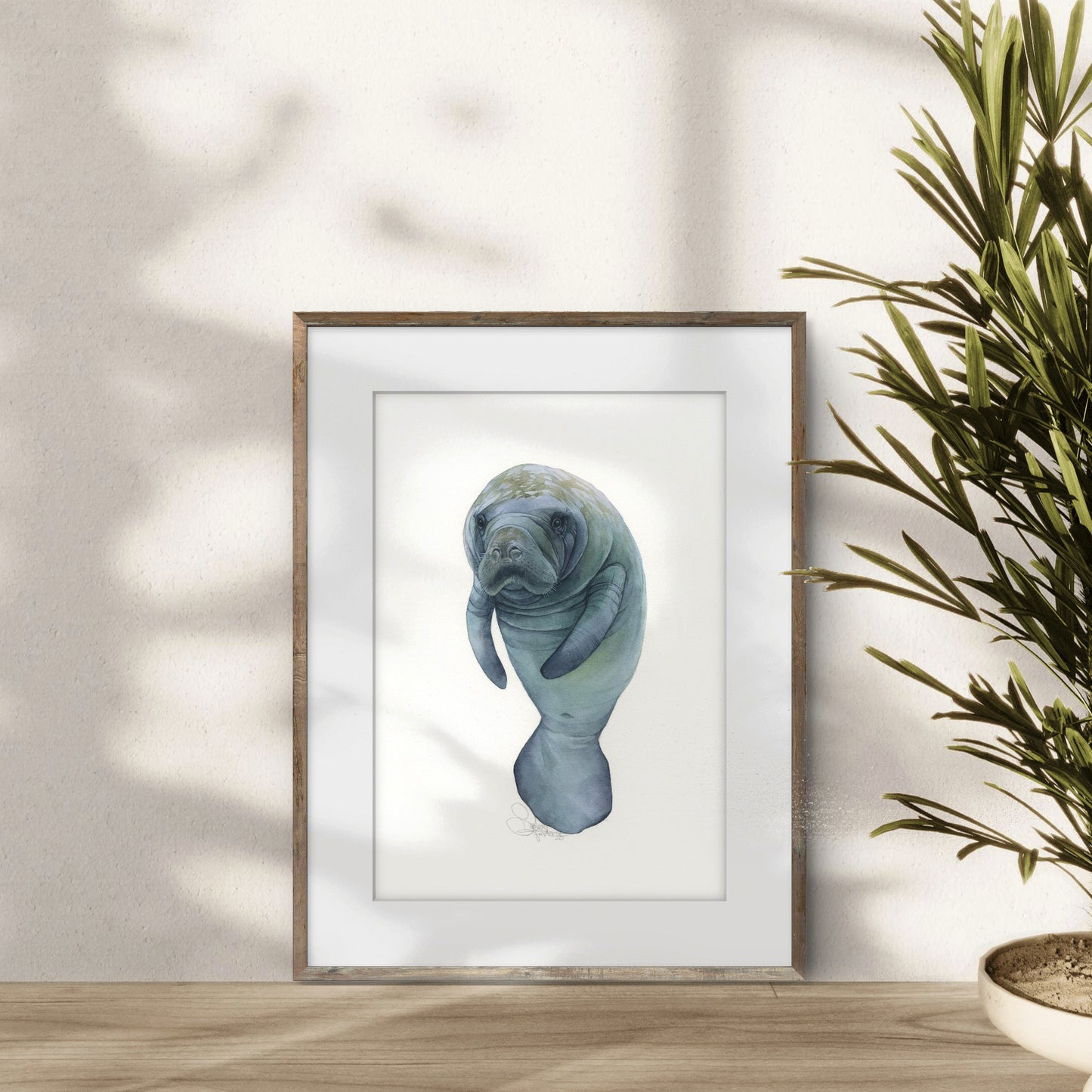 Baby Manatee. Original watercolor painting.