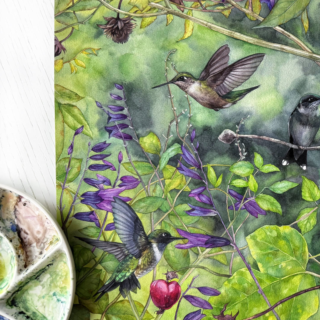 After the Rain. Original watercolor painting.