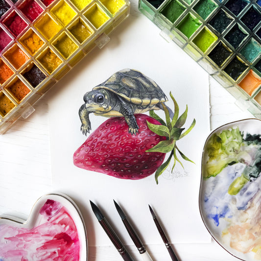 Little Berry Rider. Original watercolor painting.