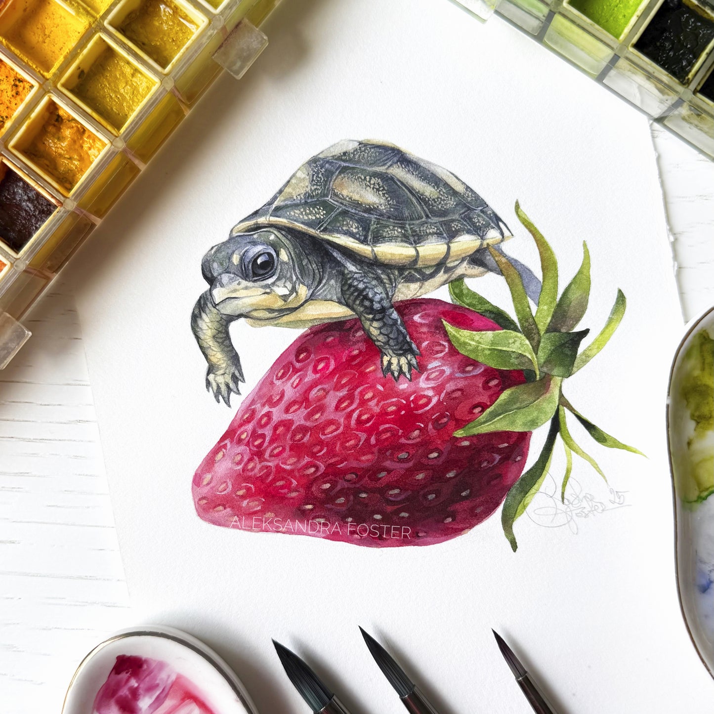 Little Berry Rider. Original watercolor painting.
