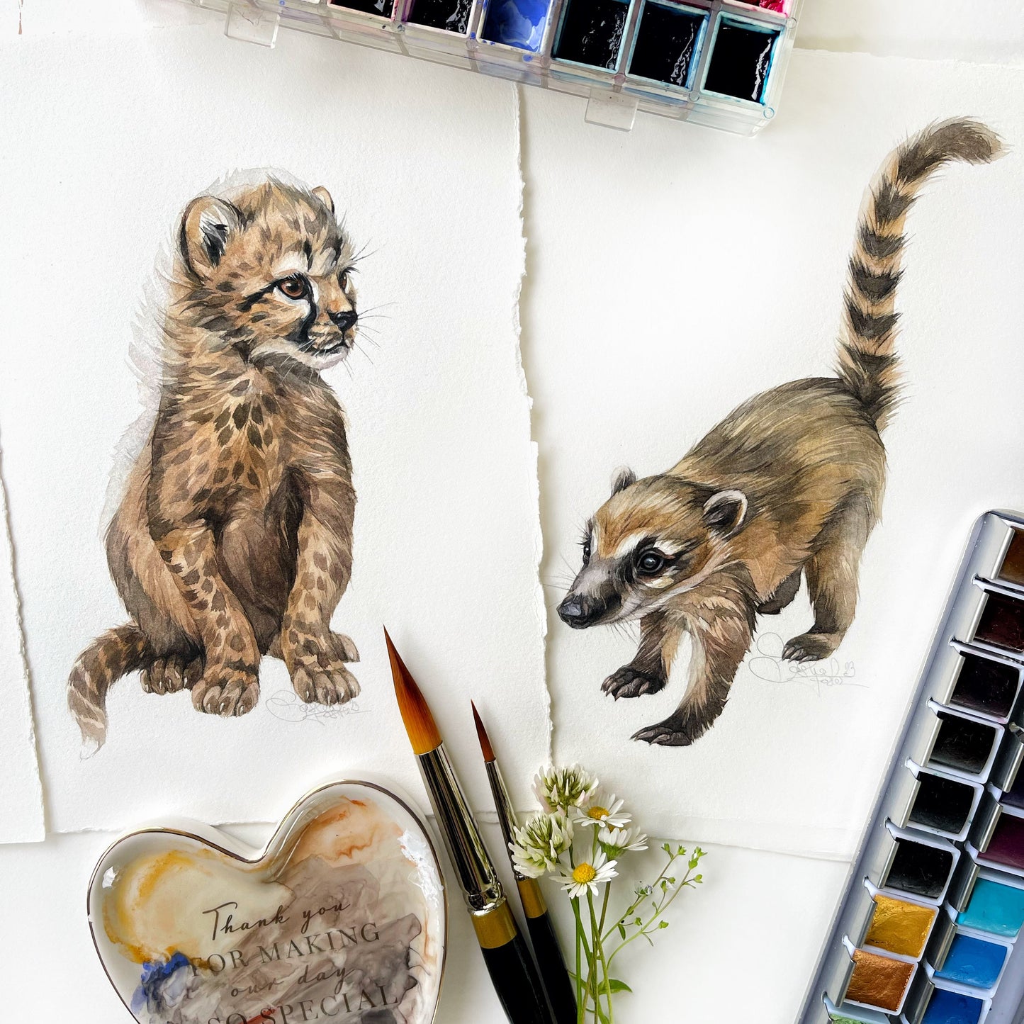 Baby Coati. Original watercolor painting.