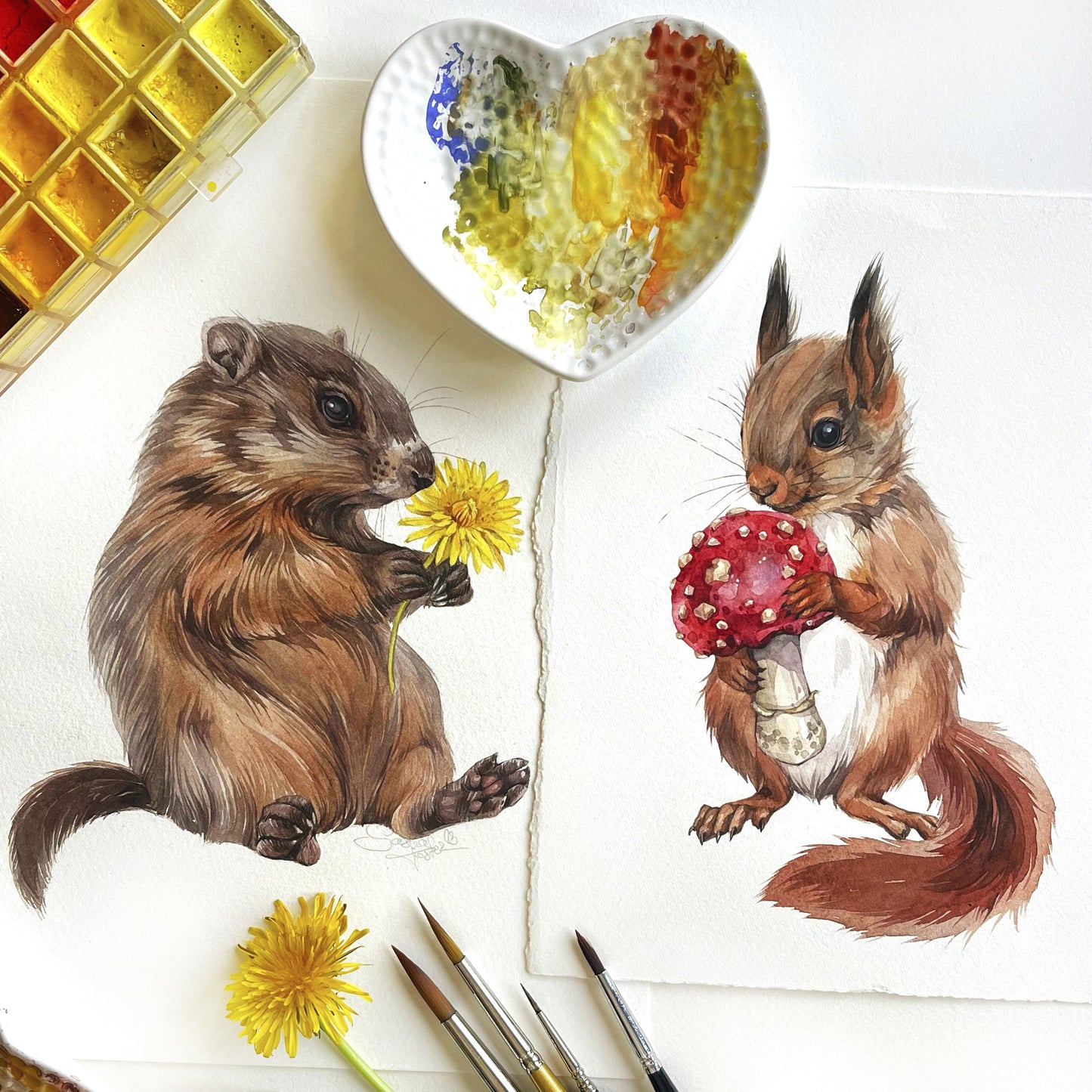 Baby Squirrel. Original watercolor painting.