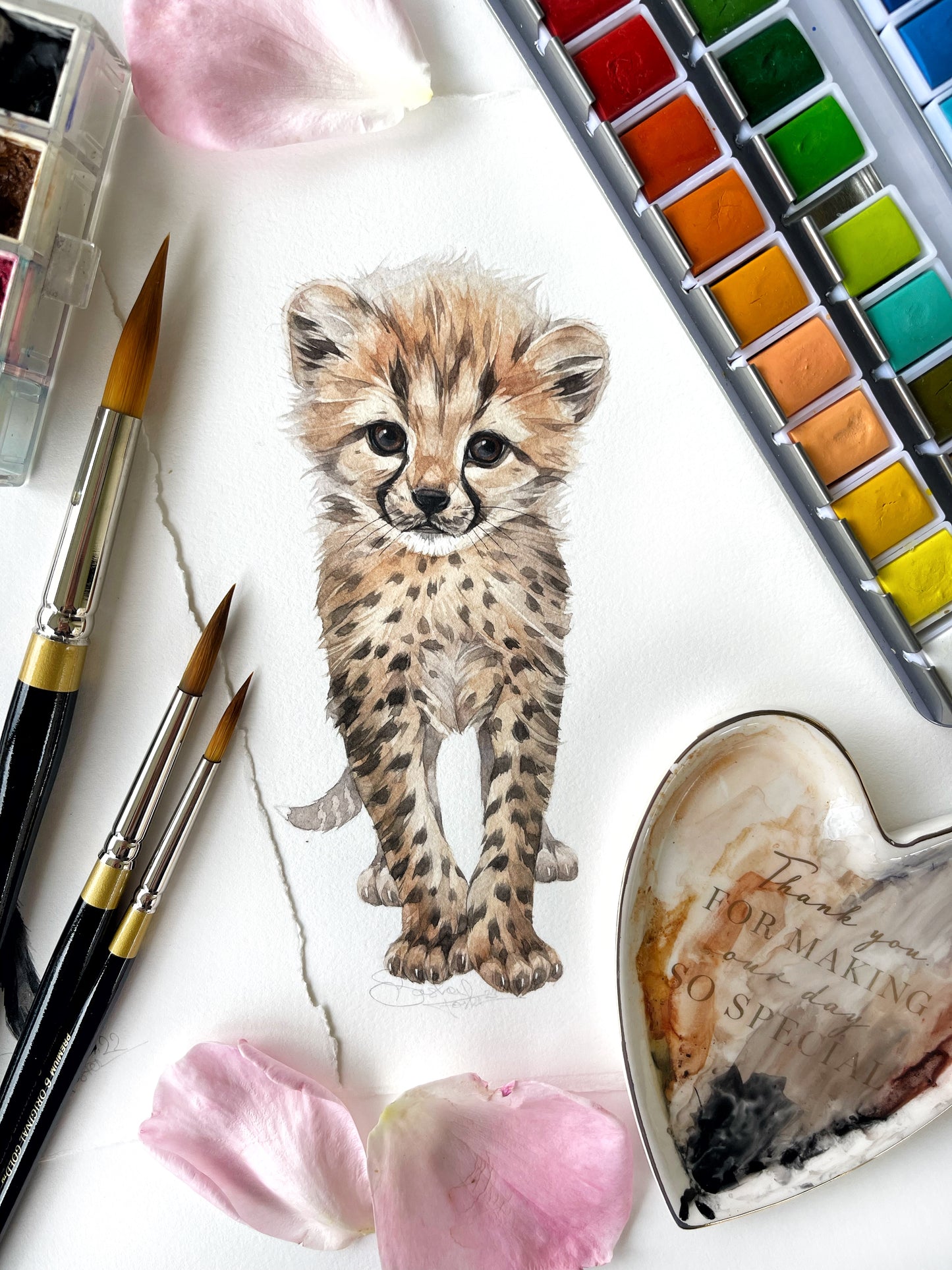 Baby Cheetah. Original watercolor painting.