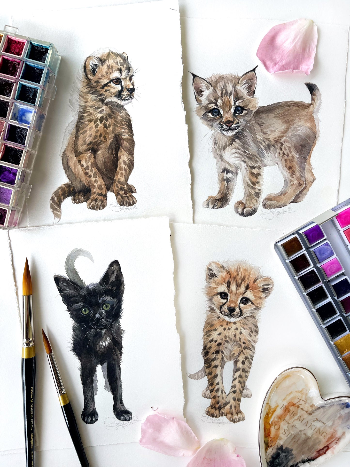 Baby Cheetah. Original watercolor painting.