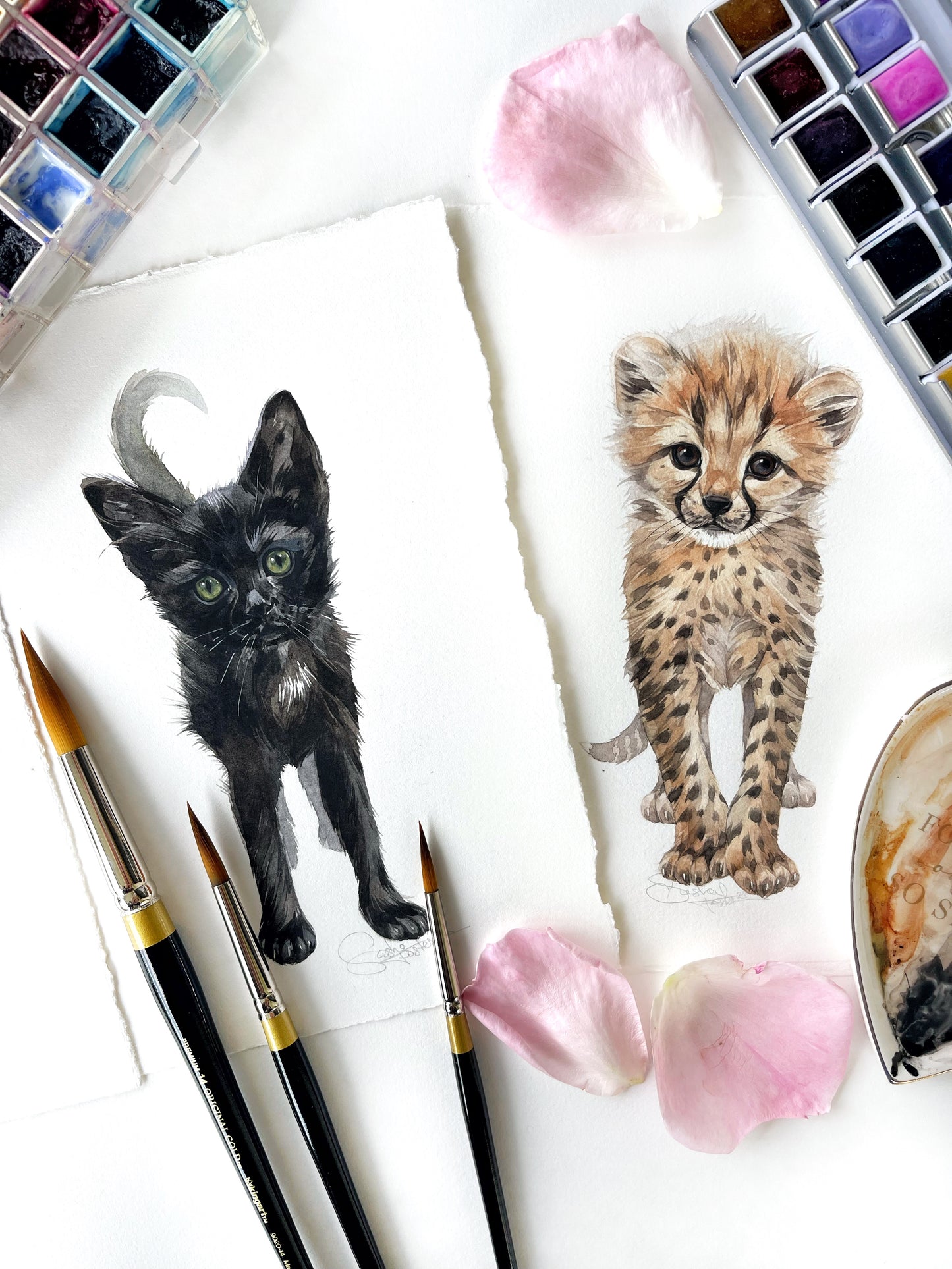 Baby Cheetah. Original watercolor painting.