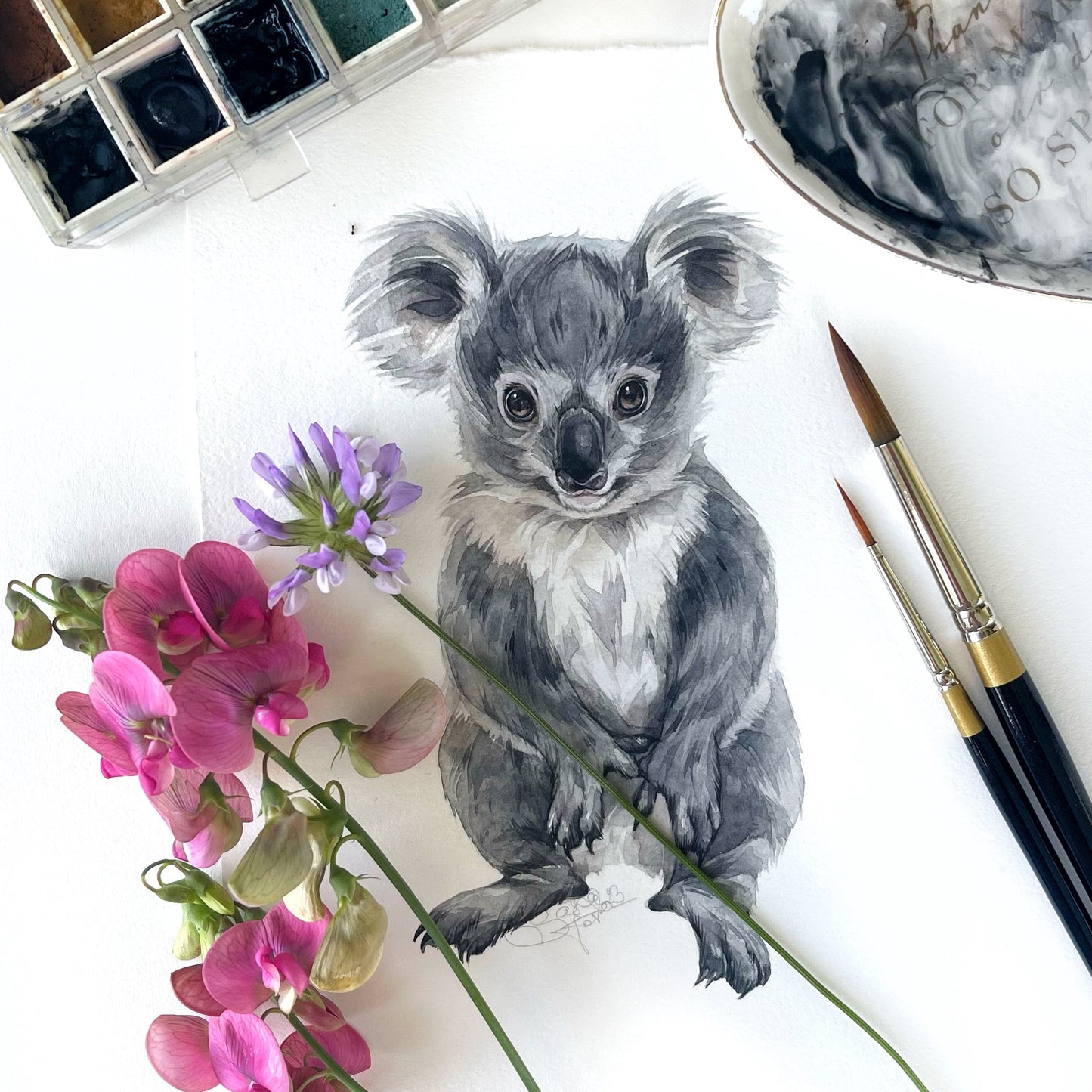 Baby Koala. Original watercolor painting.