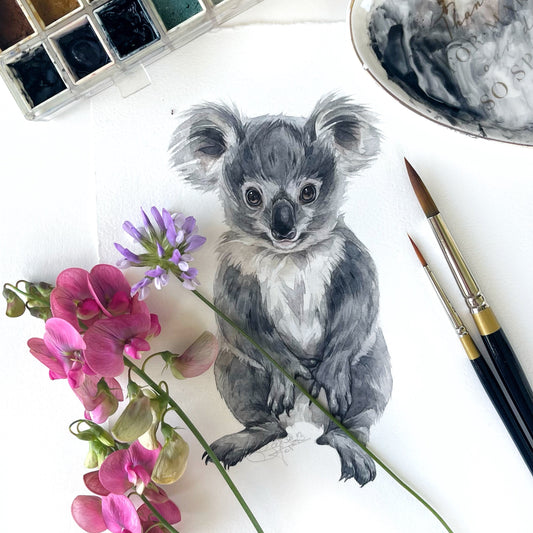 Baby Koala. Original watercolor painting.