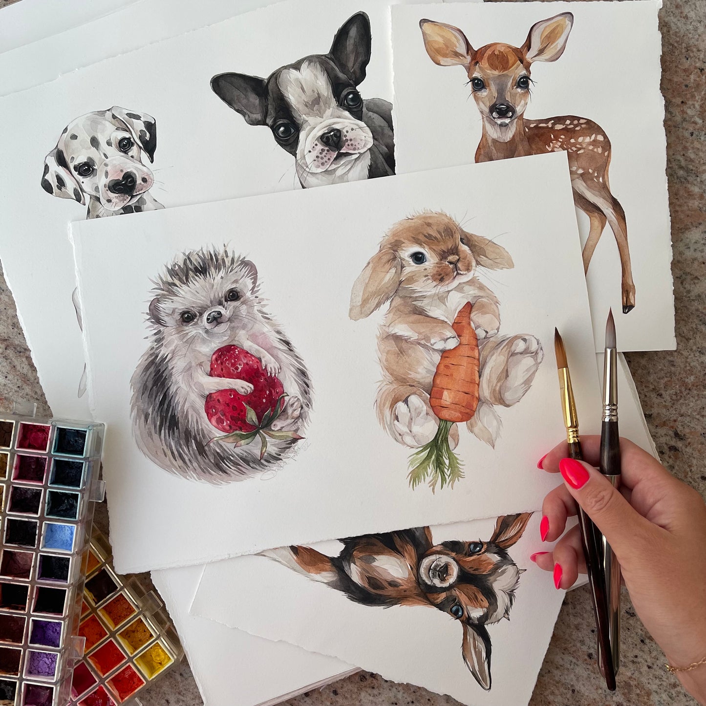 Baby Fawn. Original watercolor painting.