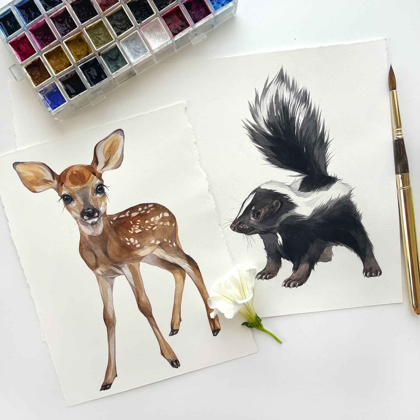 Baby Skunk. Original watercolor painting.