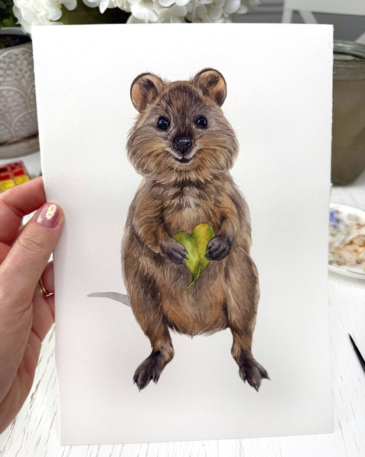 Baby Quokka. Original watercolor painting.