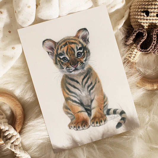 Baby Tiger. Original watercolor painting.