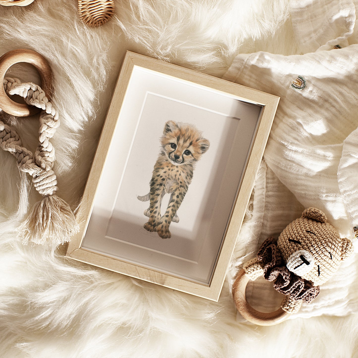 Baby Cheetah. Original watercolor painting.