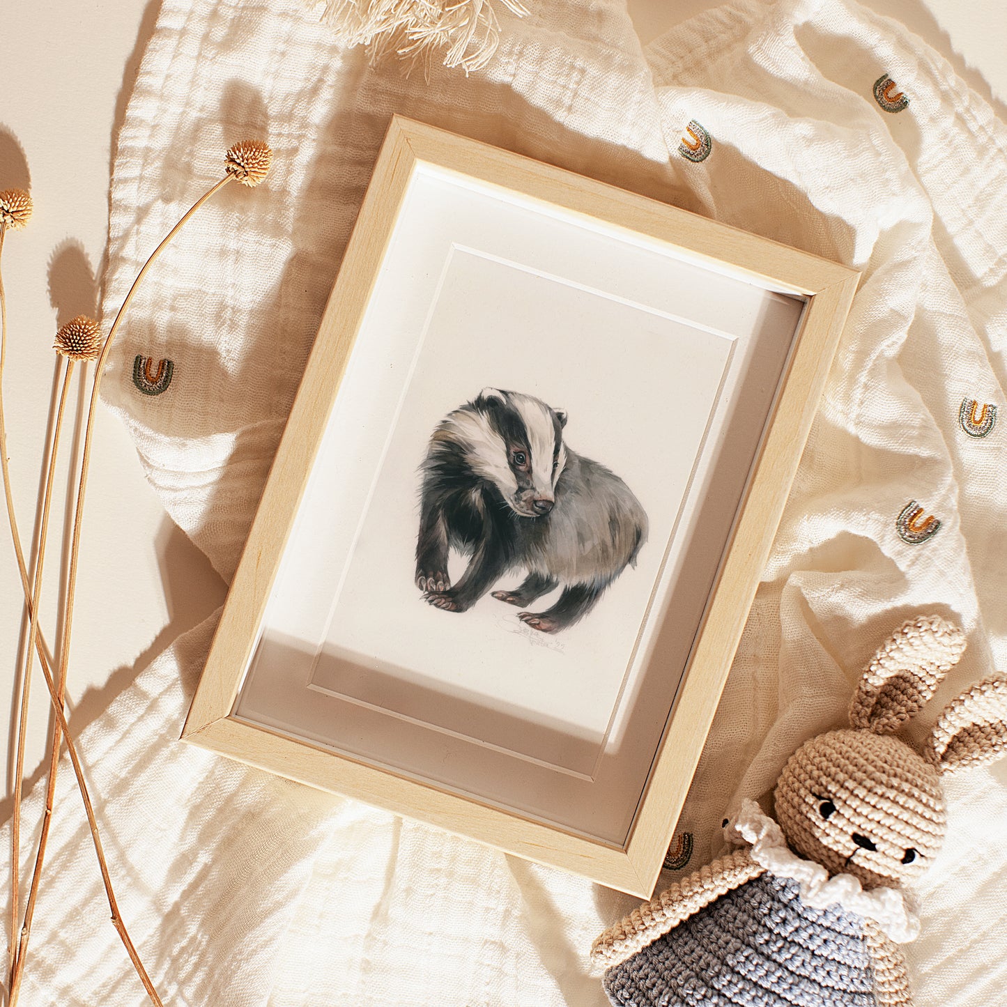 Baby Badger. Original watercolor painting.