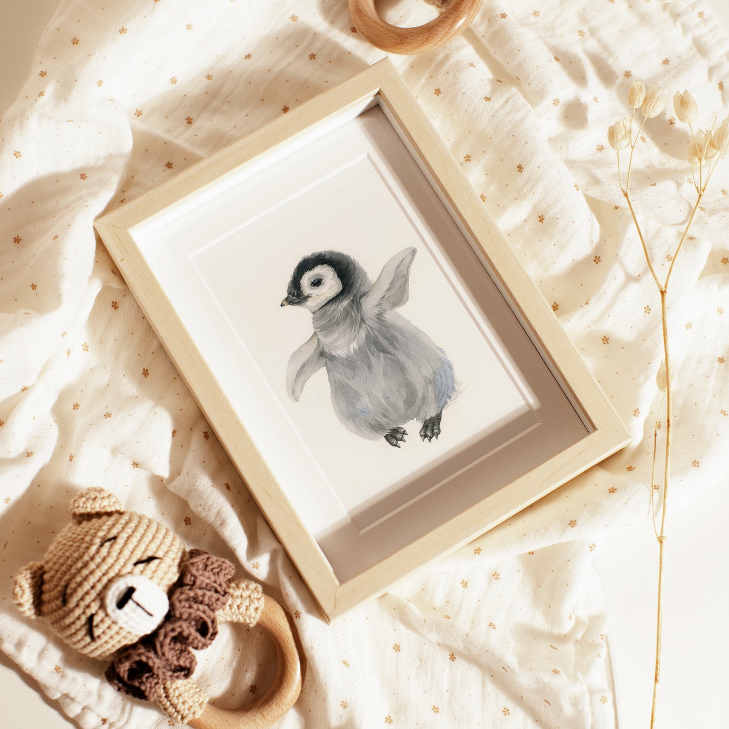 Baby Penguin. Original watercolor painting.