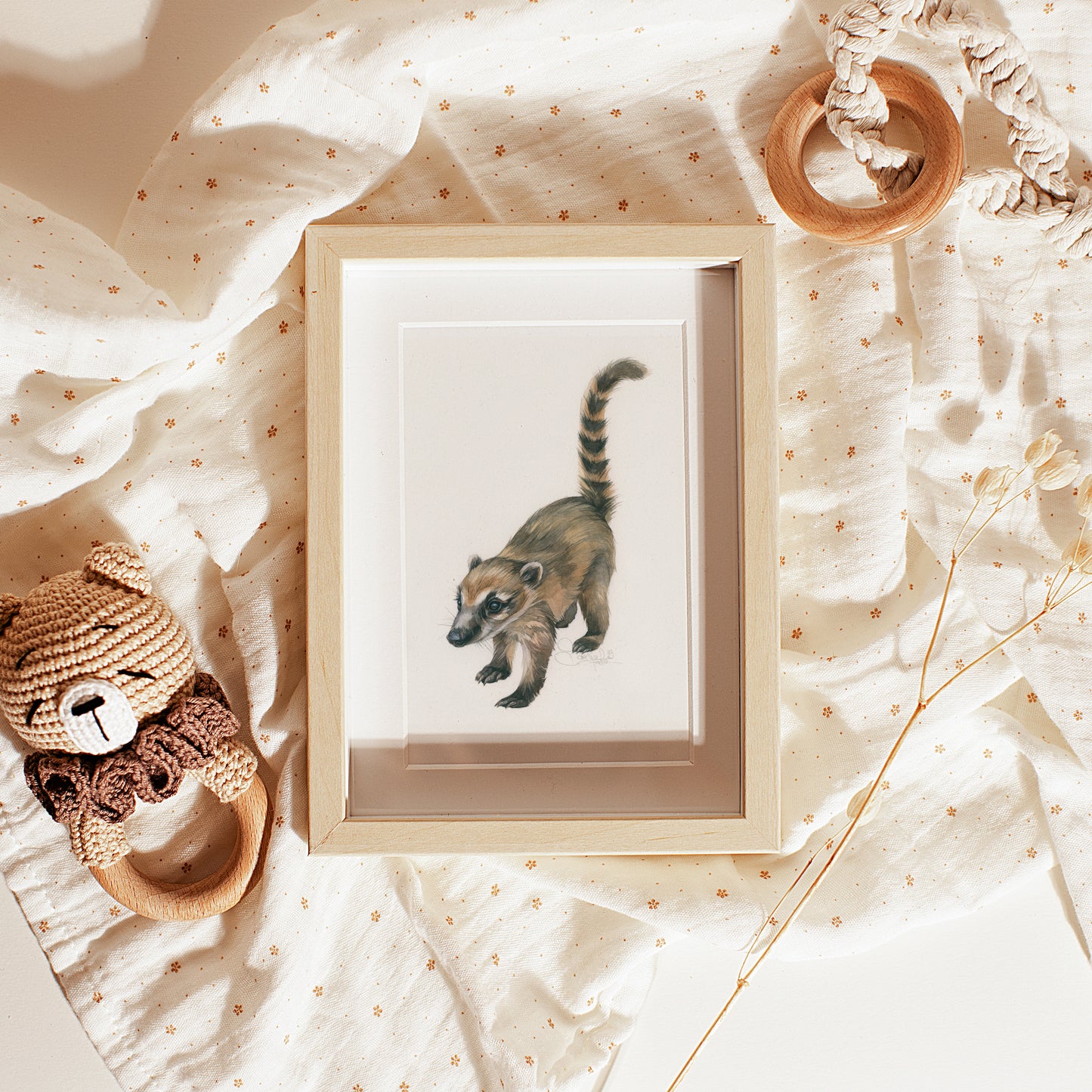 Baby Coati. Original watercolor painting.