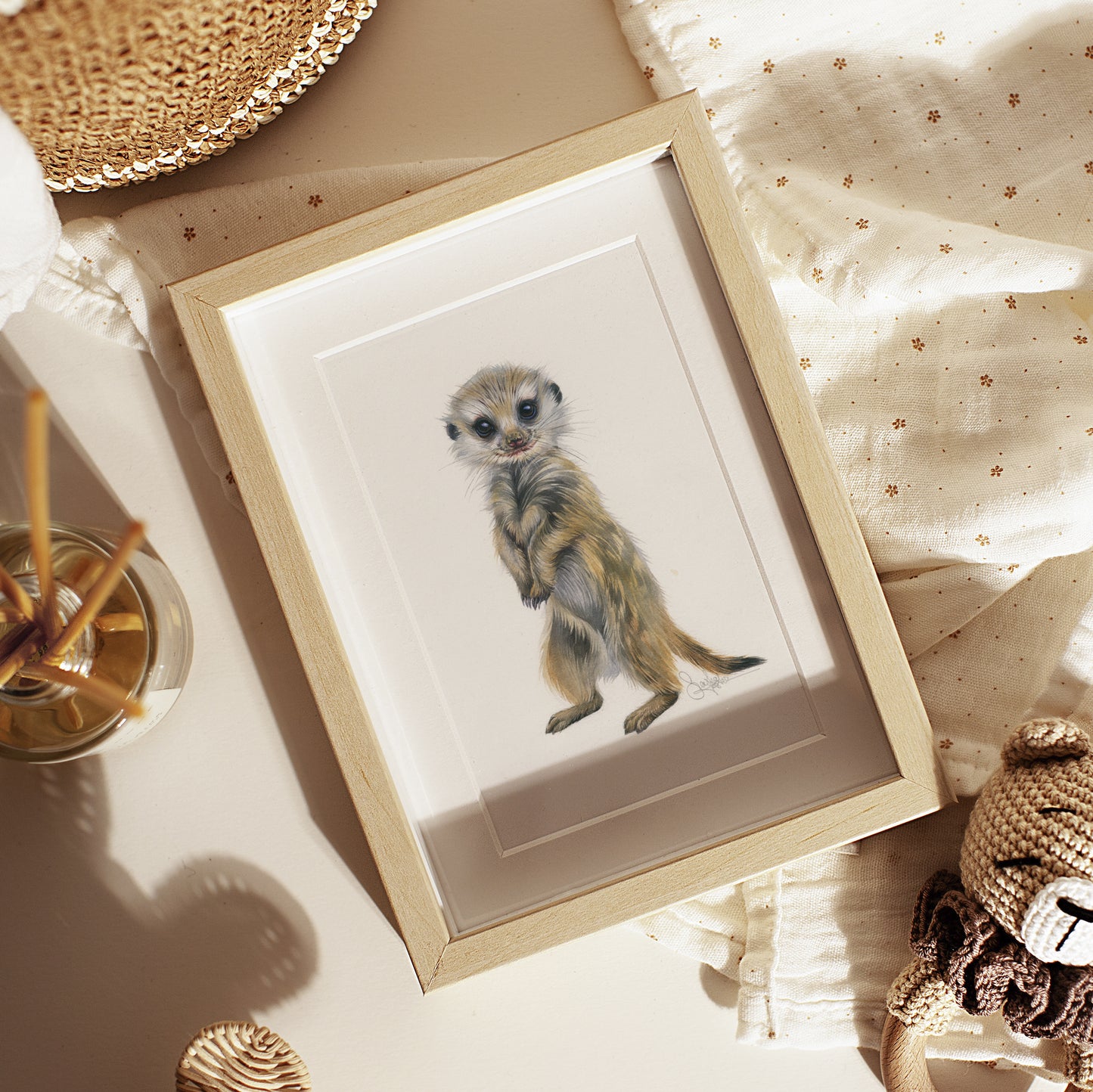 Baby Meerkat. Original watercolor painting.