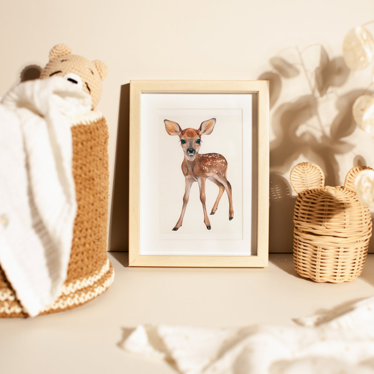 Baby Fawn. Original watercolor painting.