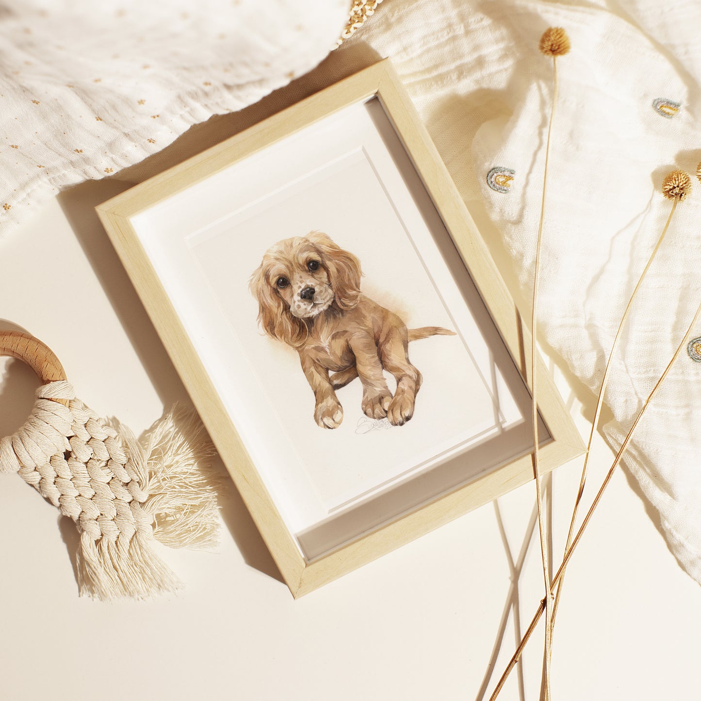 Baby Cocker Spaniel. Original watercolor painting.