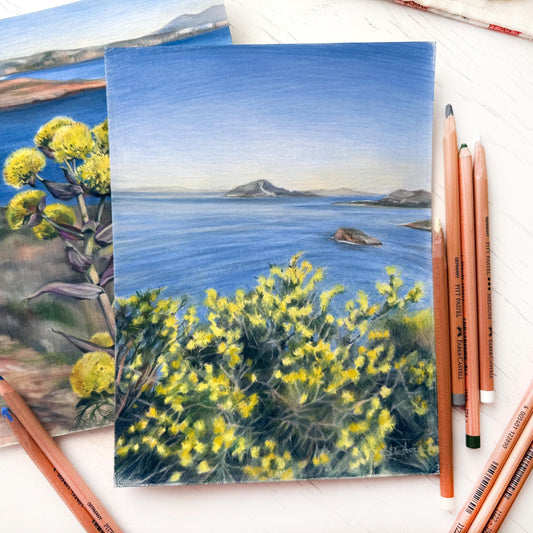 Seaside Blossoms. Original hand-painted artwork.