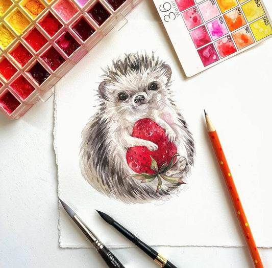 Strawberry Squeezer. Original watercolor painting.