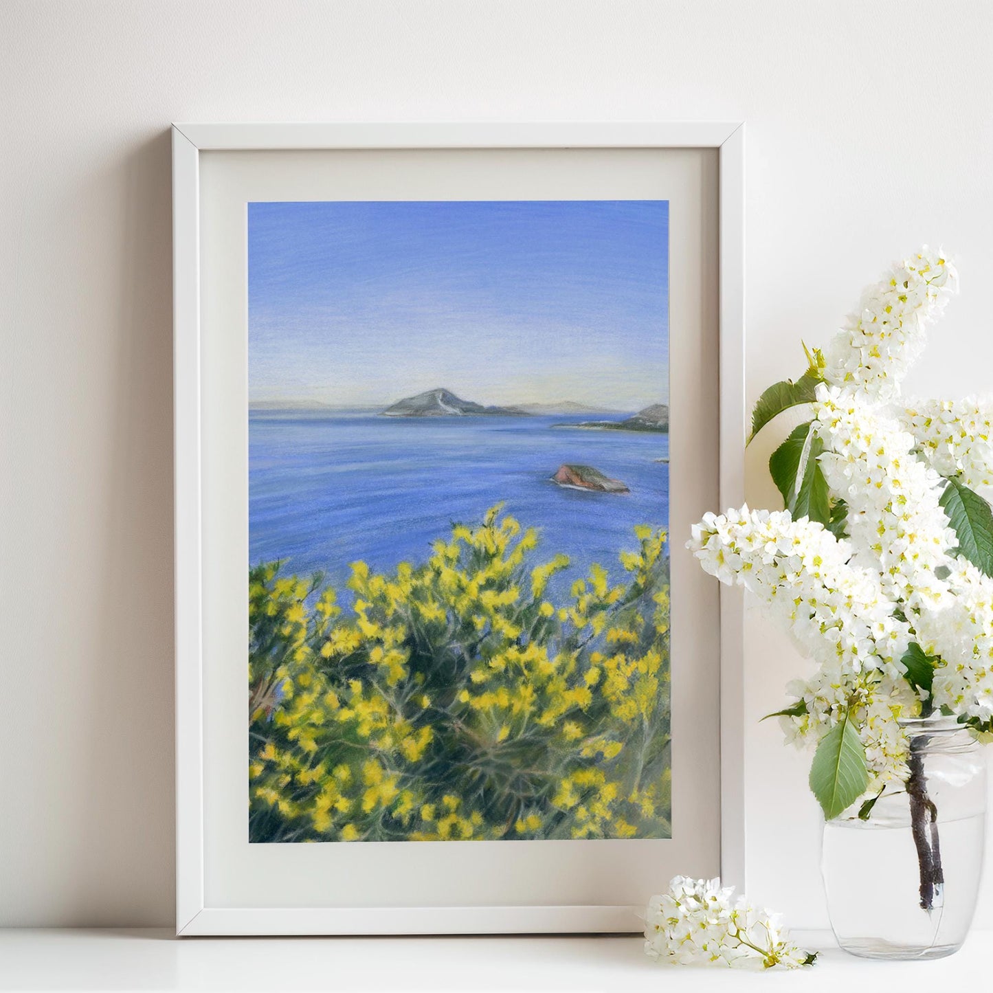 Seaside Blossoms. Original hand-painted artwork.
