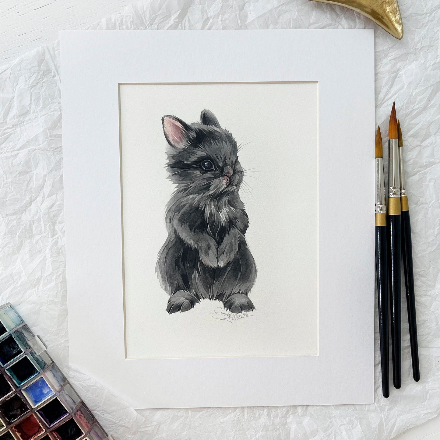 Baby Rabbit. Original watercolor painting.