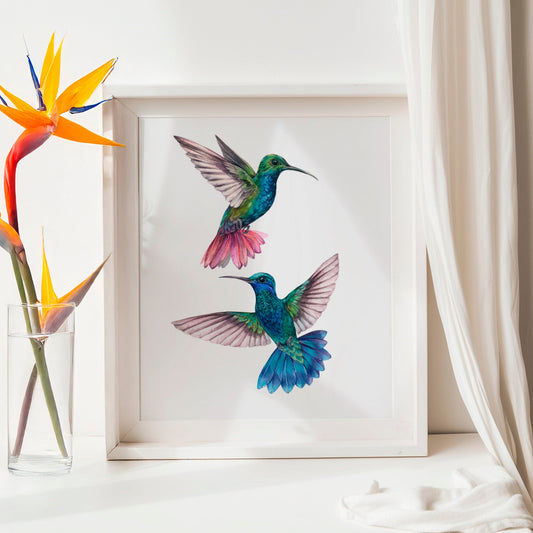 Hummingbirds of Joy Print. Fine Art Print.
