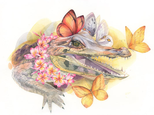 Butterfly Belle. Original watercolor painting.