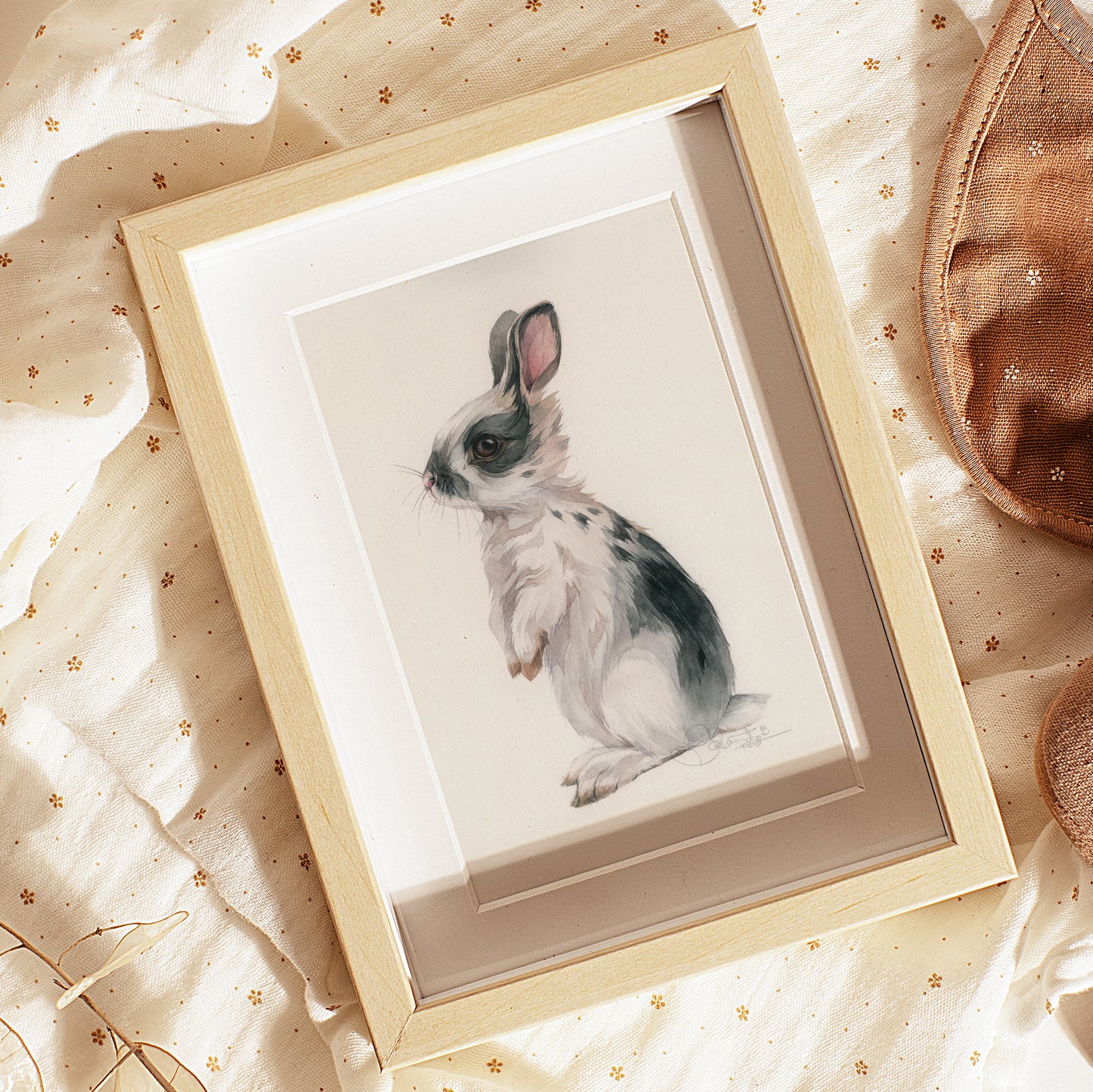 Baby Rabbit. Original watercolor painting.