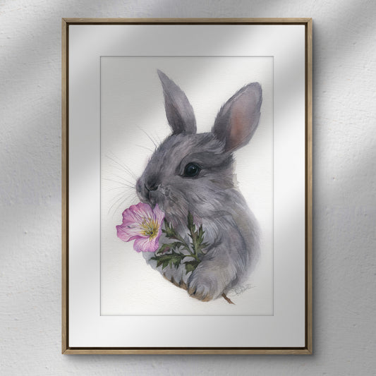 Spring Rabbit. Original watercolor painting.
