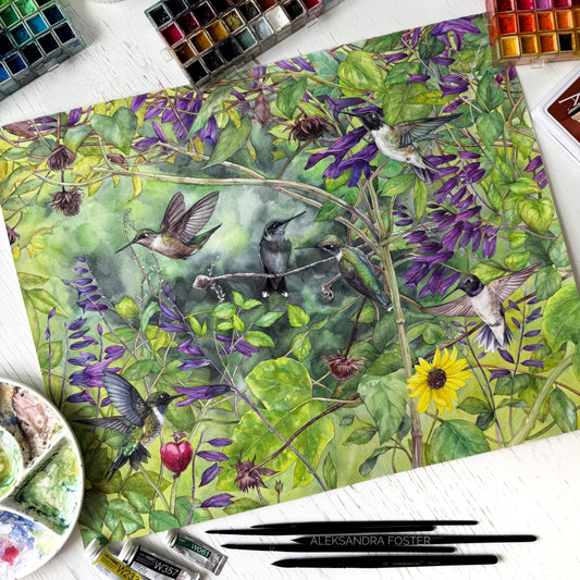 After the Rain. Original watercolor painting.