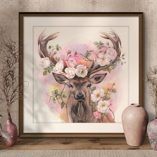Dominic the Deer. Original watercolor painting.